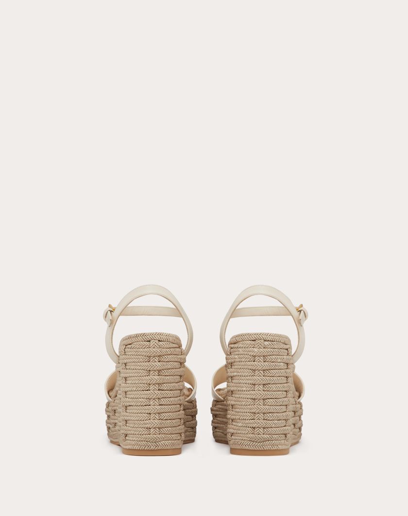 Valentino Handbags Sandalo Zeppa Vlogo Cut-out In Vitello 110mm per Donna in Avorio/antique Brass | Valentino IT Qualità Garantita