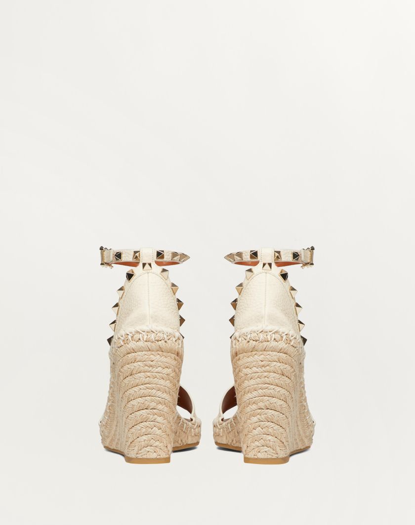 Valentino Handbags Sandalo Zeppa Rockstud Double In Vitello Granato 105mm per Donna in Light Ivory/light Cuir | Valentino IT Acquista Ora