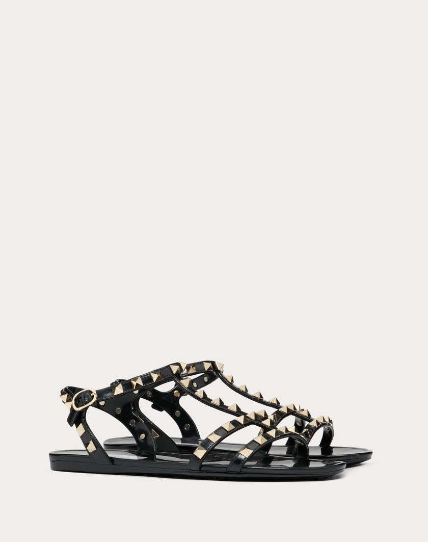Valentino Handbags Sandalo Basso Rockstud In Gomma per Donna in Nero | Valentino IT Fino Al -60%