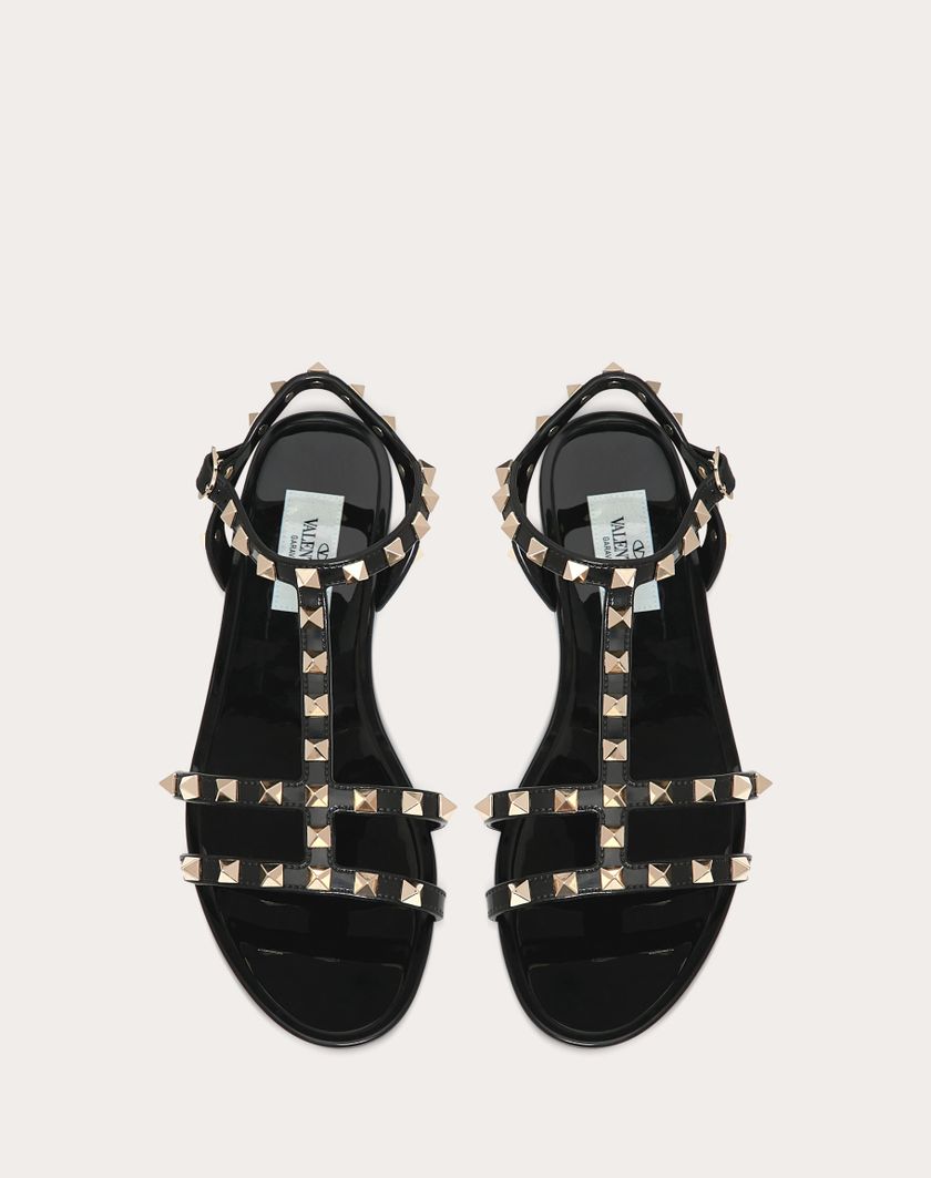 Valentino Handbags Sandalo Basso Rockstud In Gomma per Donna in Poudre | Valentino IT Shopping Online