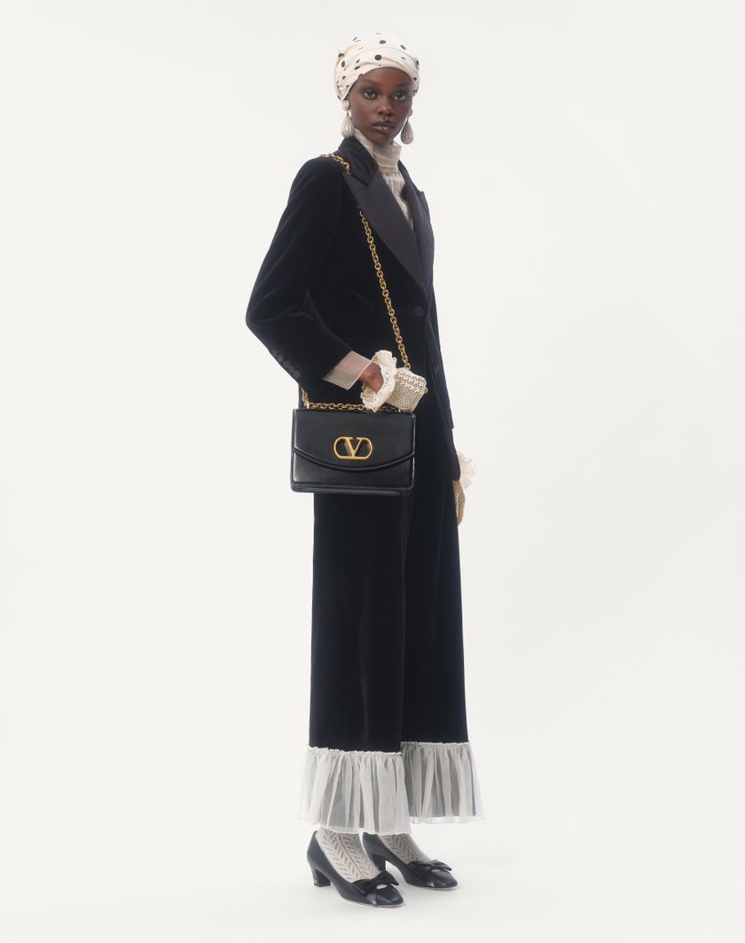 Valentino Handbags Pantaloni In Cotton Velvet per Donna in Nero/avorio | Valentino IT Sottocosto