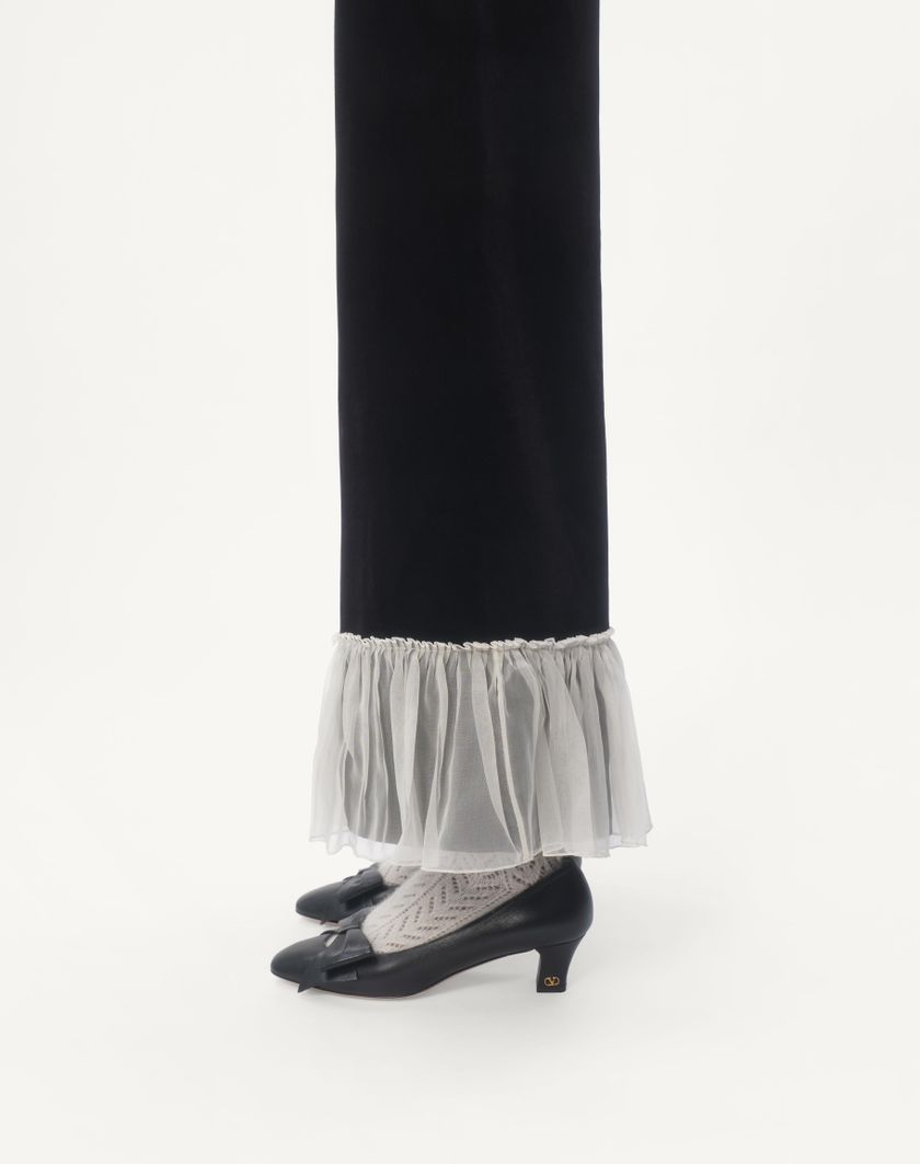 Valentino Handbags Pantaloni In Cotton Velvet per Donna in Nero/avorio | Valentino IT Sottocosto
