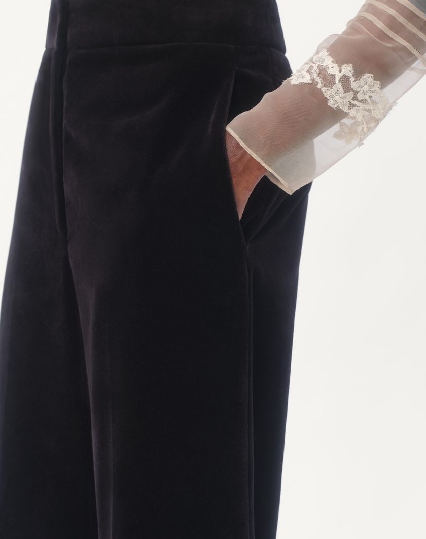 Valentino Handbags Pantaloni In Cotton Velvet per Donna in Nero/avorio | Valentino IT Sottocosto