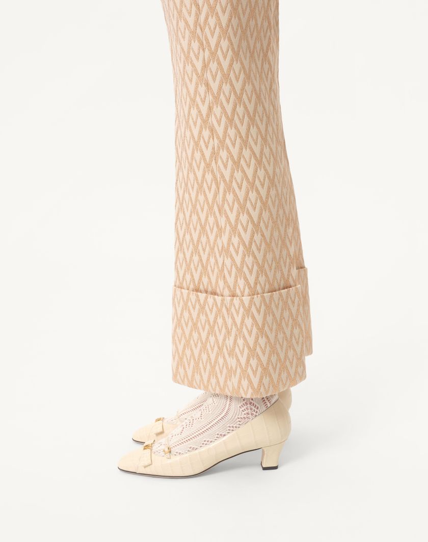 Valentino Handbags Pantaloni In Lurex Jacquard Toute La V per Donna in Betulla/oro | Valentino IT Novità