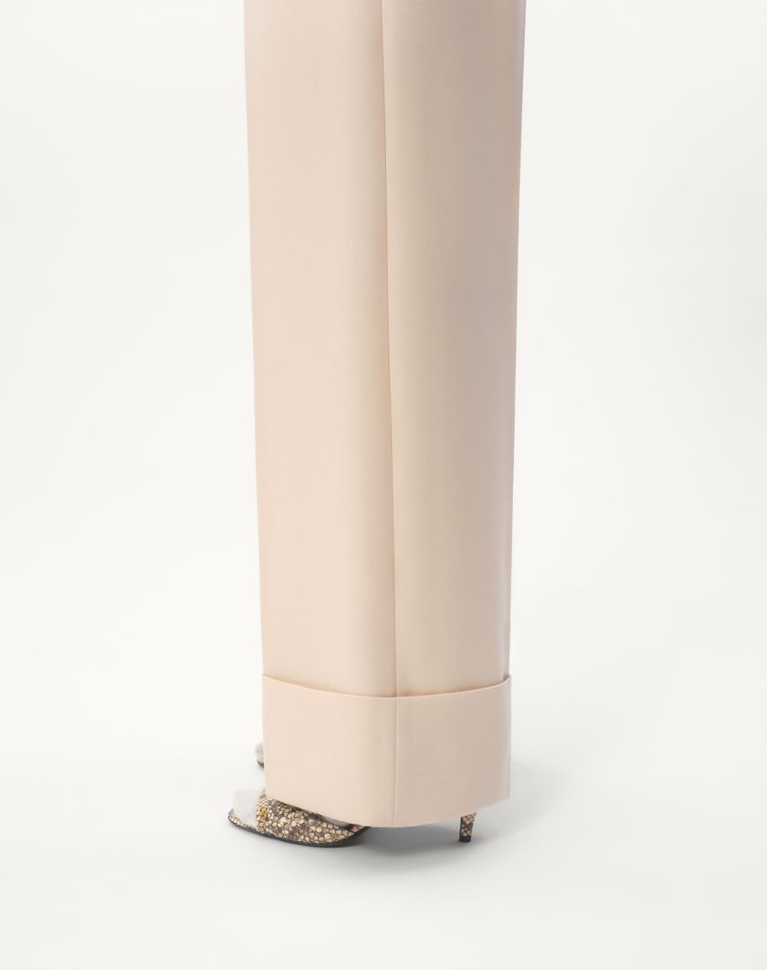 Valentino Handbags Pantaloni In Diagonal Dry Wool per Donna in Avorio | Valentino IT Presa