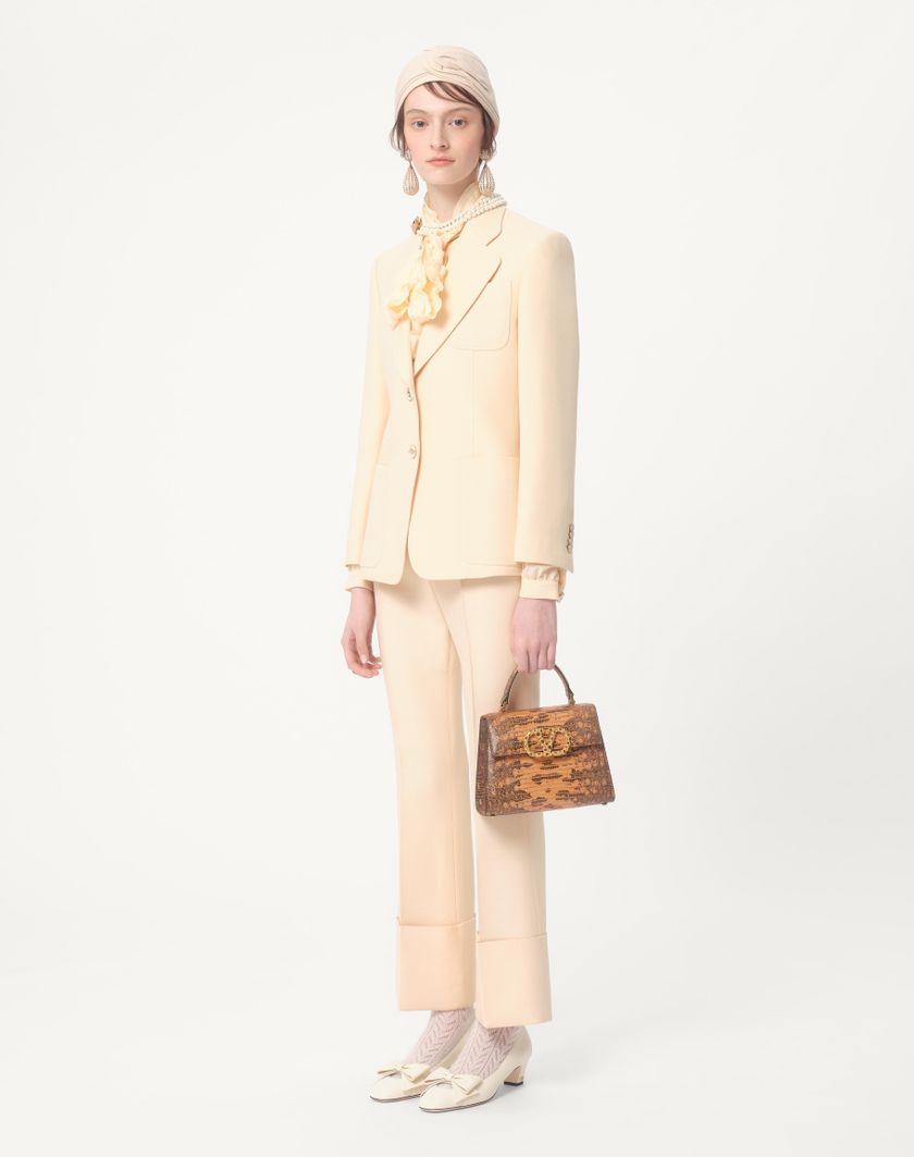 Valentino Handbags Pantalone In Crepe Couture per Donna in Avorio | Valentino IT Sconto