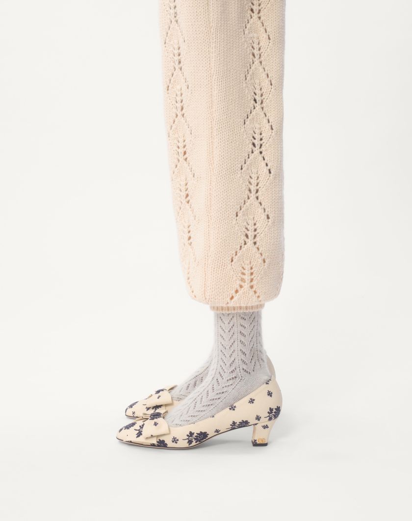 Valentino Handbags Pantaloni Di Maglia In Lana per Donna in Avorio | Valentino IT Offerta