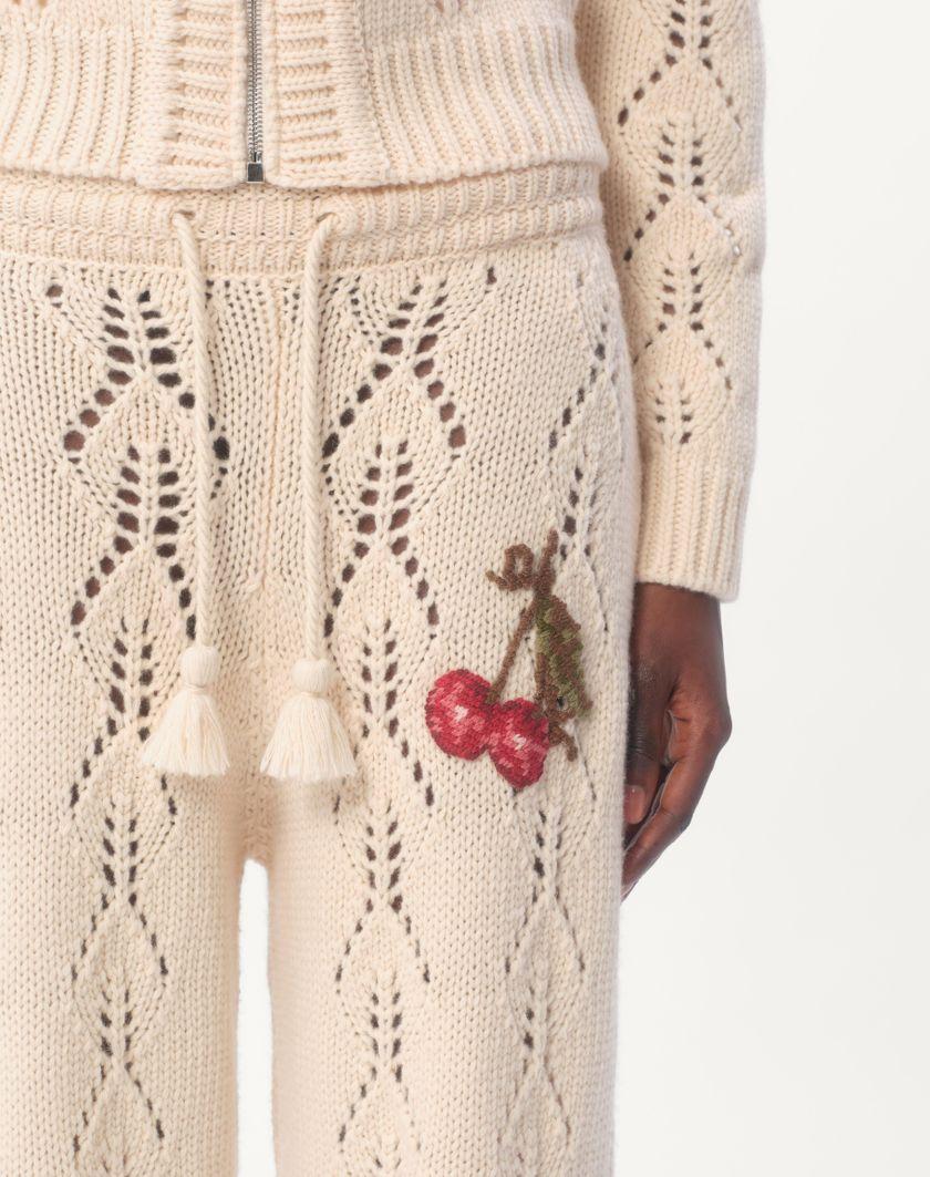 Valentino Handbags Pantaloni Di Maglia In Lana per Donna in Avorio | Valentino IT Offerta