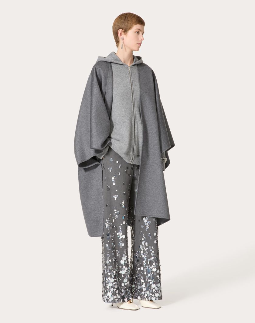 Valentino Handbags Pantaloni In Active Gabardine Ricamati per Donna in Grigio | Valentino IT Online