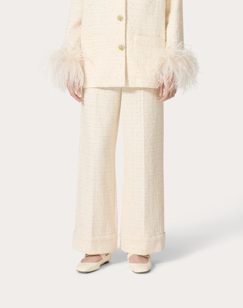 Valentino Handbags Pantaloni In Delicate Tweed per Donna in Naturale | Valentino IT Saldi