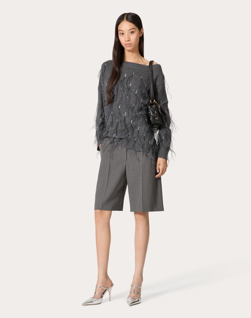 Valentino Handbags Bermuda In Active Gabardine per Donna in Grigio | Valentino IT Vendite Flash