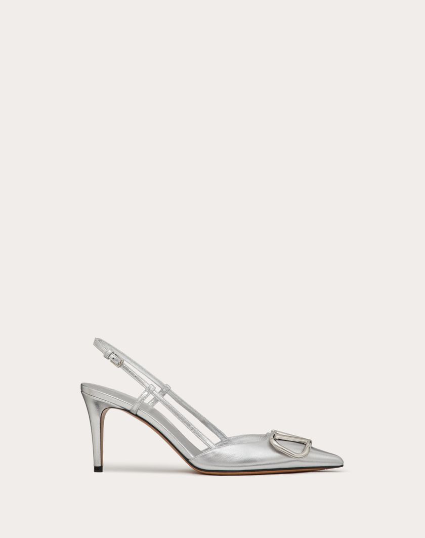 Valentino Handbags Décolleté Slingback Vlogo Signature In Nappa Laminata 80mm per Donna in Silver | Valentino IT Spedizione gratuita