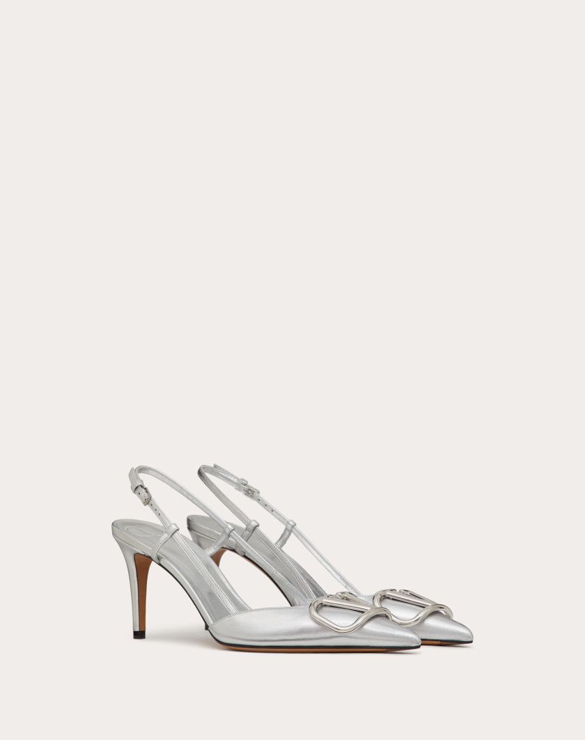 Valentino Handbags Décolleté Slingback Vlogo Signature In Nappa Laminata 80mm per Donna in Silver | Valentino IT Spedizione gratuita