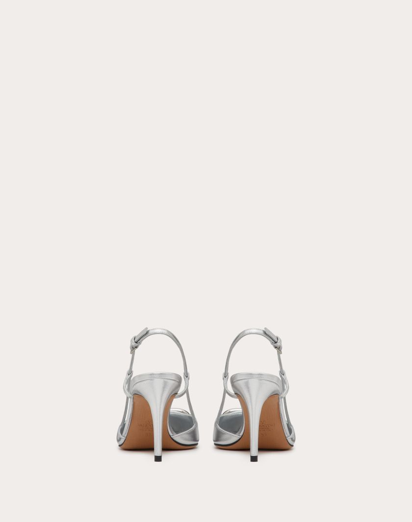 Valentino Handbags Décolleté Slingback Vlogo Signature In Nappa Laminata 80mm per Donna in Silver | Valentino IT Spedizione gratuita