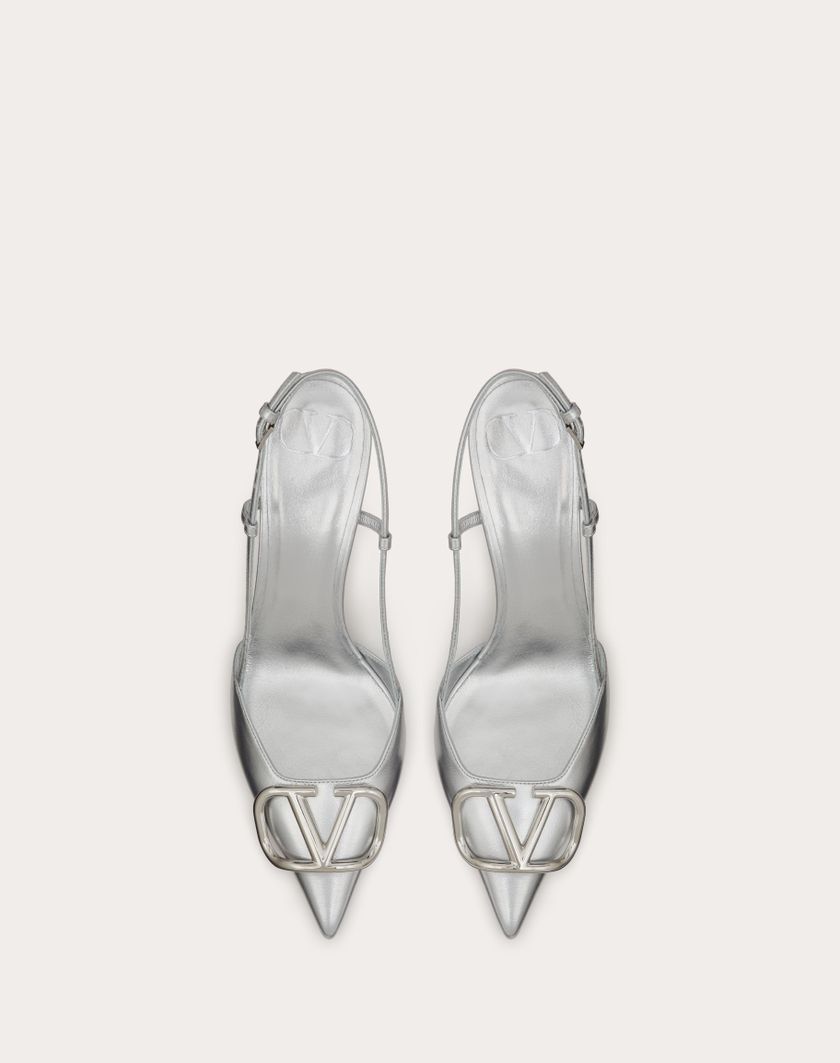 Valentino Handbags Décolleté Slingback Vlogo Signature In Nappa Laminata 80mm per Donna in Silver | Valentino IT Spedizione gratuita