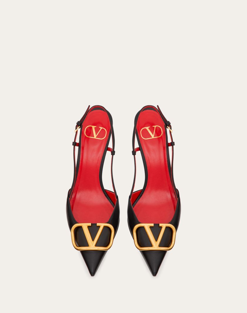 Valentino Handbags Décolleté Slingback Vlogo Signature In Vitello 80mm per Donna in Mandorla | Valentino IT Negozio online di fabbrica
