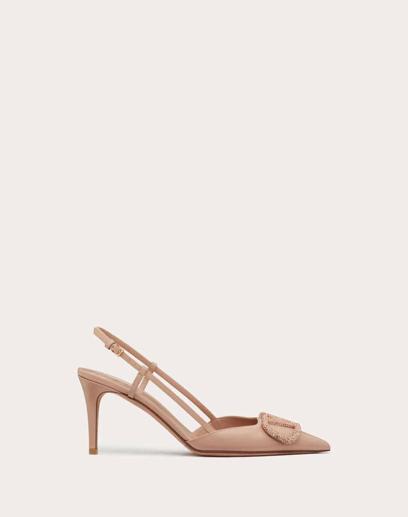 Valentino Handbags Décolleté Slingback Vlogo Signature In Vitello 80mm per Donna in Light Ivory/crystal | Valentino IT Offerta speciale