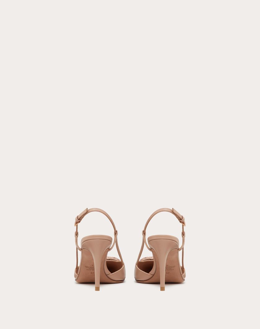 Valentino Handbags Décolleté Slingback Vlogo Signature In Vitello 80mm per Donna in Light Ivory/crystal | Valentino IT Offerta speciale