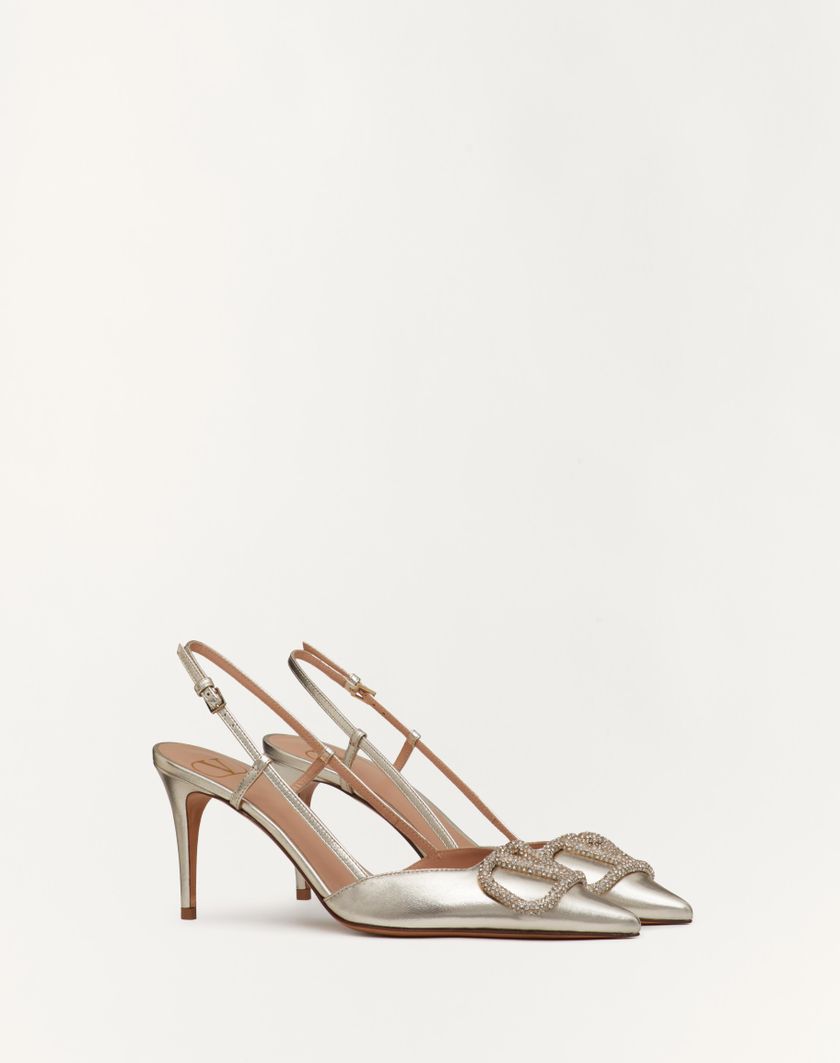 Valentino Handbags Décolleté Slingback Vlogo Glow In Nappa Laminata 80mm per Donna in Platinum | Valentino IT Comprare a buon mercato