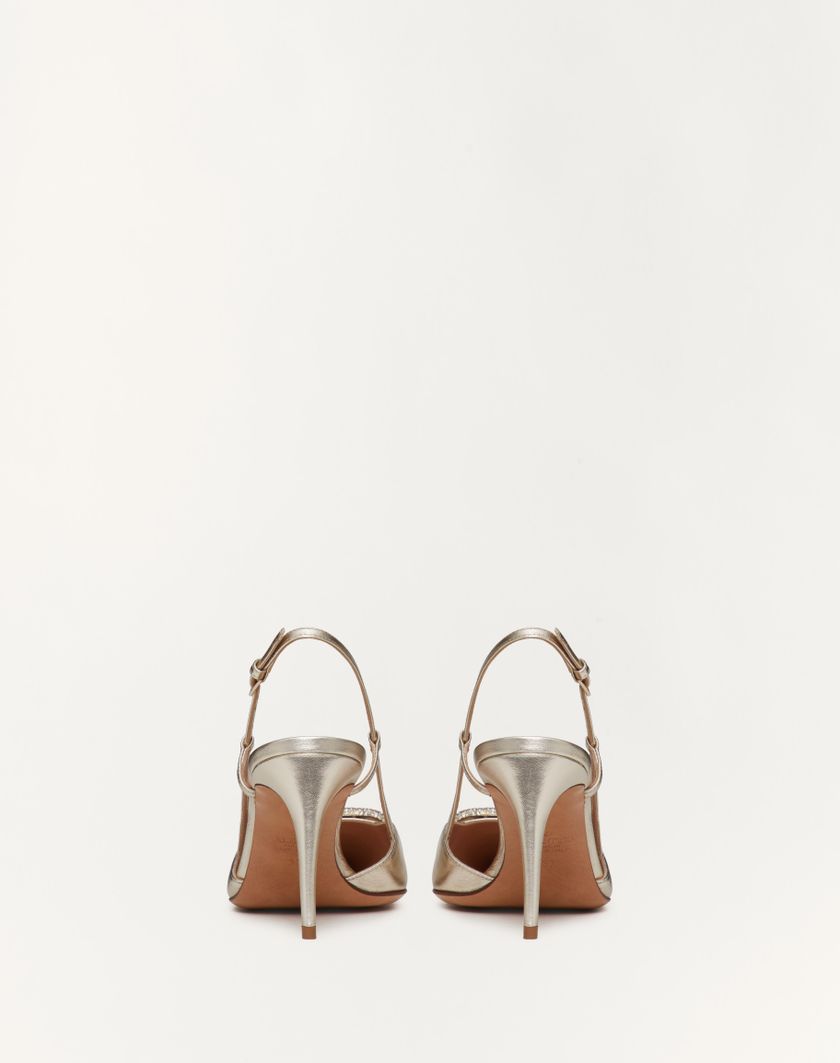 Valentino Handbags Décolleté Slingback Vlogo Glow In Nappa Laminata 80mm per Donna in Platinum | Valentino IT Comprare a buon mercato