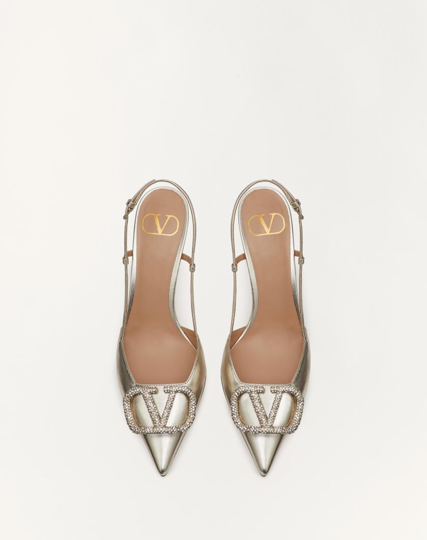 Valentino Handbags Décolleté Slingback Vlogo Glow In Nappa Laminata 80mm per Donna in Platinum | Valentino IT Comprare a buon mercato
