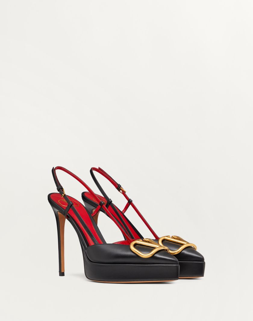 Valentino Handbags Décolleté Slingback Con Plateau Vlogo Signature In Vitello 120mm per Donna in Nero | Valentino IT Vendite stagionali