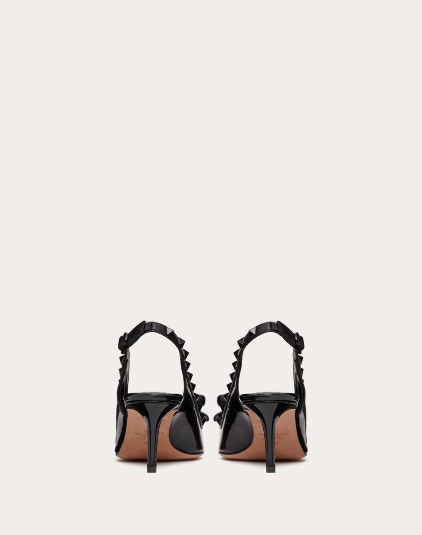 Valentino Handbags Décolleté Slingback Rockstud Bow In Vernice E Borchie In Tono 60mm per Donna in Nero | Valentino IT Offerta Pasqua