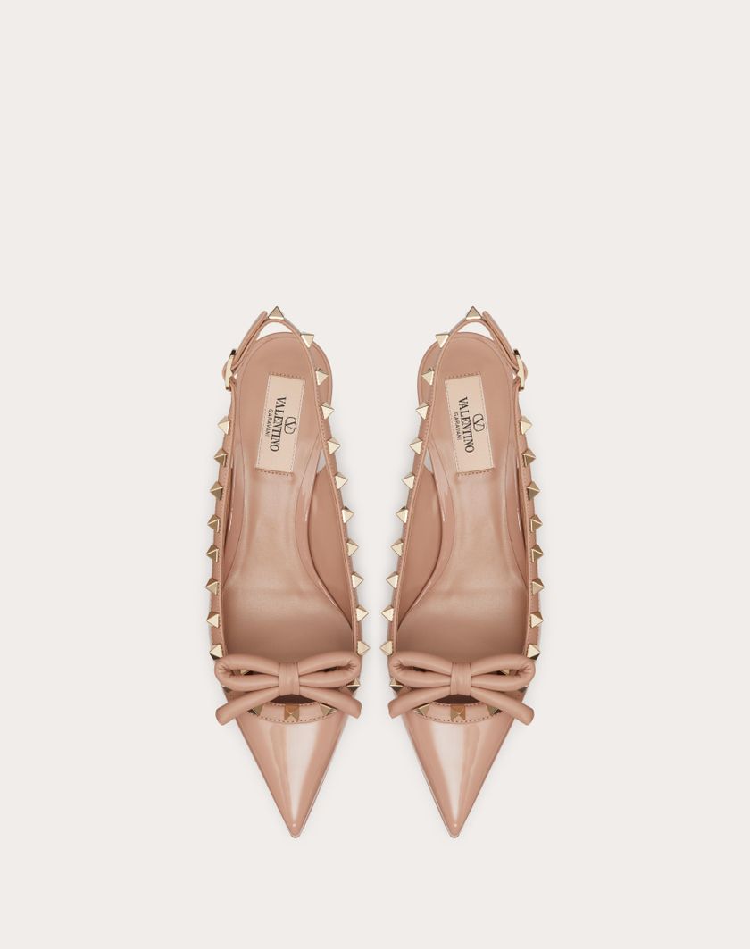 Valentino Handbags Décolleté Slingback Rockstud Bow In Vernice 60mm per Donna in Rose Cannelle | Valentino IT Offerta per la Festa della Mamma