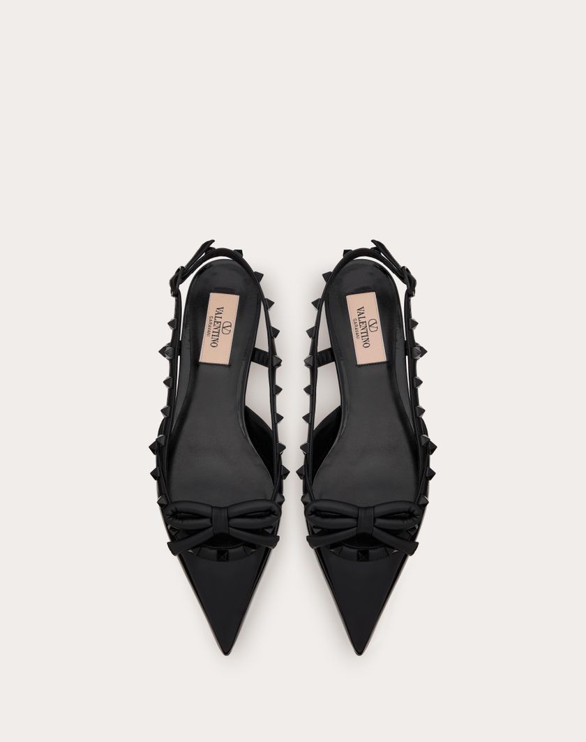 Valentino Handbags Ballerina Slingback Rockstud Bow In Vernice E Borchie In Tono per Donna in Nero | Valentino IT Offerta San Valentino
