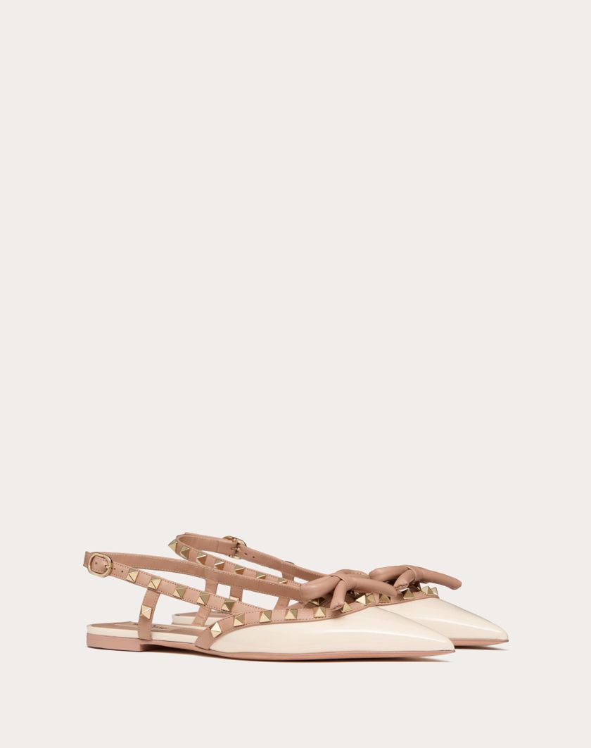 Valentino Handbags Ballerina Slingback Rockstud Bow In Vernice per Donna in Rose Cannelle | Valentino IT Offerta Anniversario
