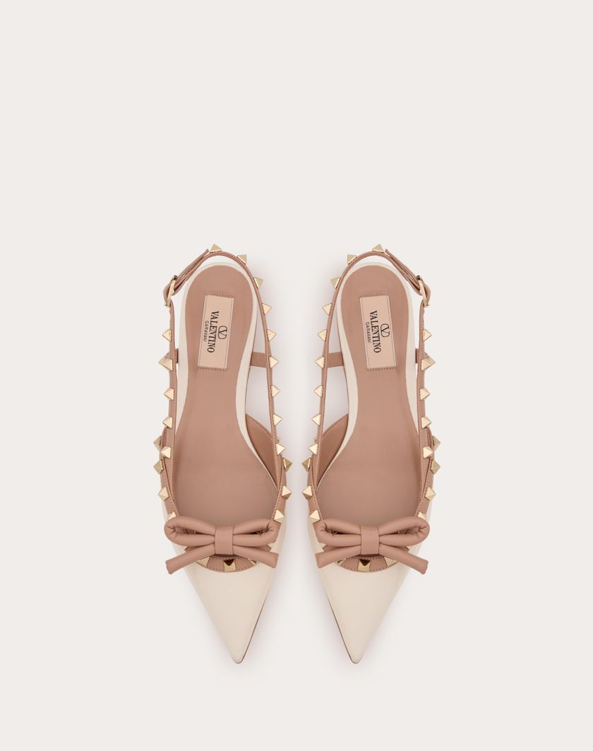 Valentino Handbags Ballerina Slingback Rockstud Bow In Vernice per Donna in Rose Cannelle | Valentino IT Offerta Anniversario