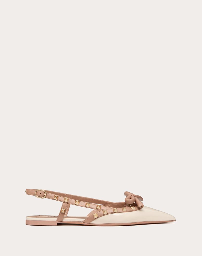 Valentino Handbags Ballerina Slingback Rockstud Bow In Vernice per Donna in Rose Cannelle | Valentino IT
