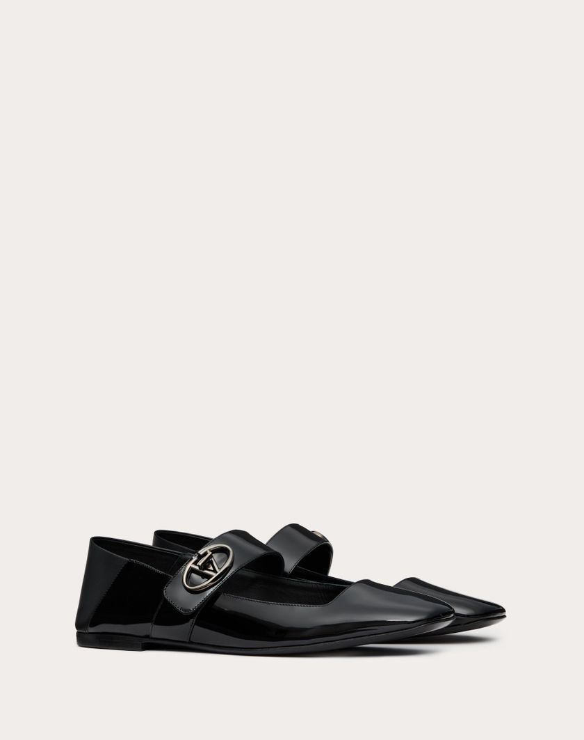Valentino Handbags Ballerina Mary-jane Vlogo Locker In Vernice per Donna in Nero | Valentino IT Lightning offer