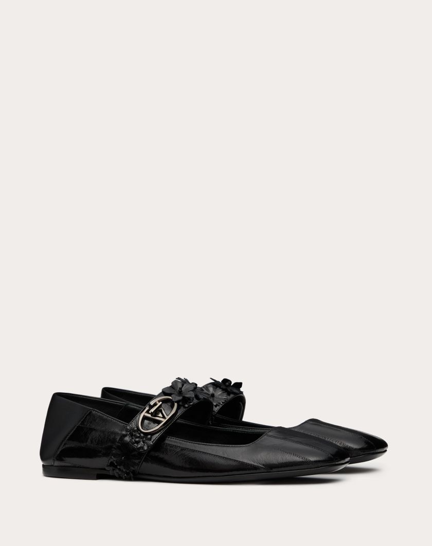 Valentino Handbags Ballerina Mary-jane Vlogo Locker In Anguilla Con Applicazione Di Fiori per Donna in Nero | Valentino IT Grandi sconti