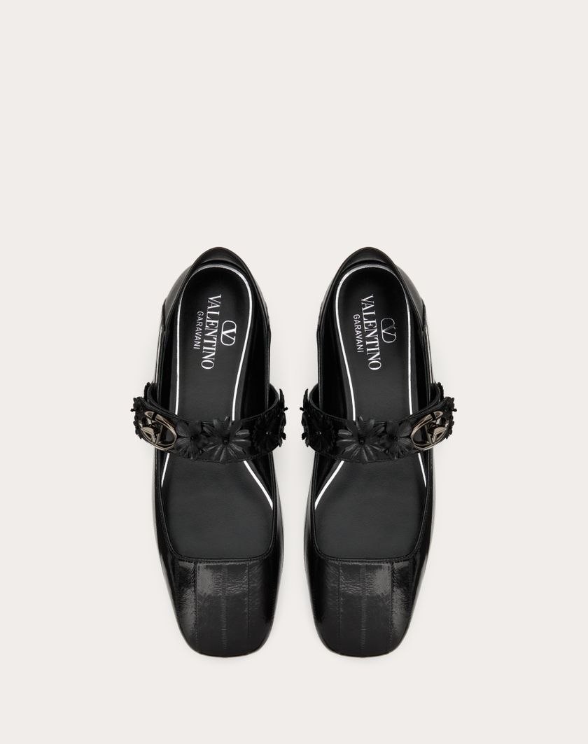 Valentino Handbags Ballerina Mary-jane Vlogo Locker In Anguilla Con Applicazione Di Fiori per Donna in Nero | Valentino IT Grandi sconti