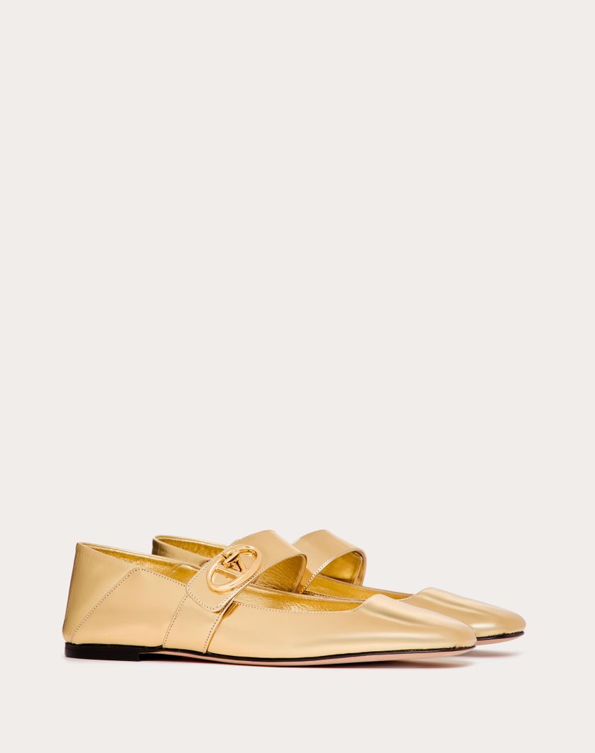 Valentino Handbags Ballerina Mary-jane Vlogo Locker In Vitello Specchio per Donna in Oro | Valentino IT Nuovi prodotti