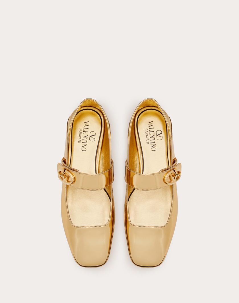 Valentino Handbags Ballerina Mary-jane Vlogo Locker In Vitello Specchio per Donna in Oro | Valentino IT Nuovi prodotti