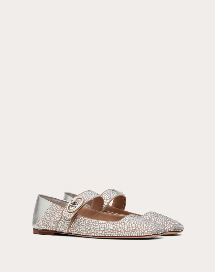Valentino Handbags Ballerina Mary-jane Vlogo Locker Con Cristalli per Donna in Crystal/silver | Valentino IT Bestseller