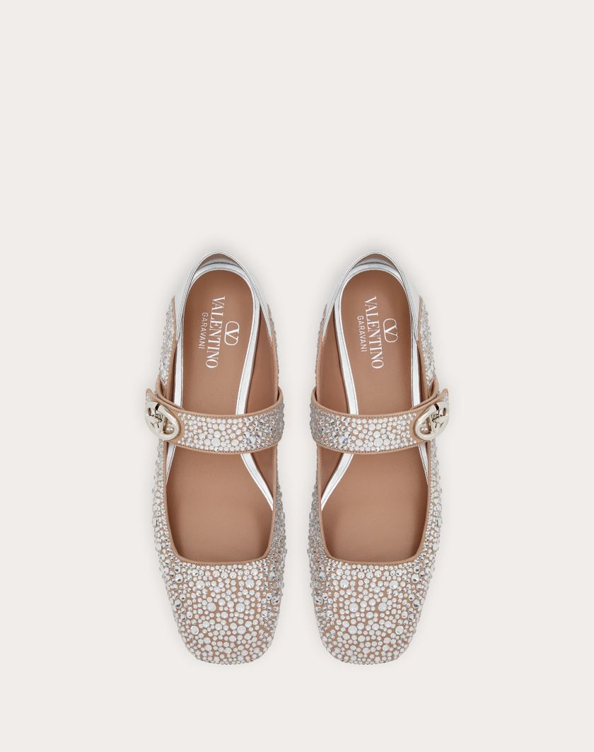 Valentino Handbags Ballerina Mary-jane Vlogo Locker Con Cristalli per Donna in Crystal/silver | Valentino IT Bestseller