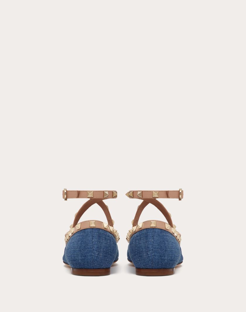 Valentino Handbags Ballerina Rockstud In Denim per Donna in Rose Cannelle | Valentino IT Offerte speciali