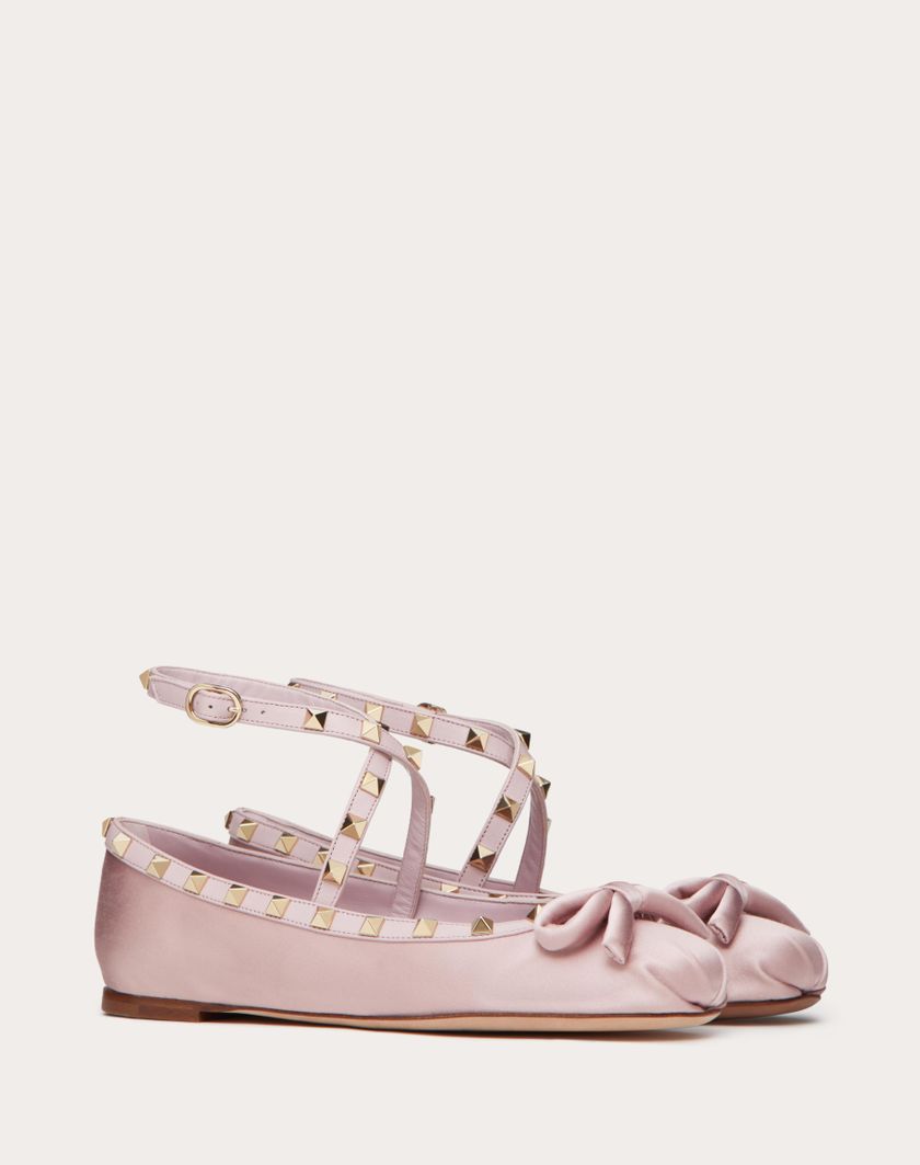 Valentino Handbags Ballerina Rockstud In Raso per Donna in Rose Cannelle | Valentino IT Sconti VIP