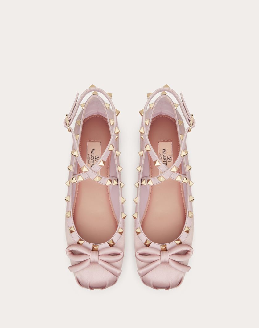 Valentino Handbags Ballerina Rockstud In Raso per Donna in Water Lilac | Valentino IT Prezzo basso