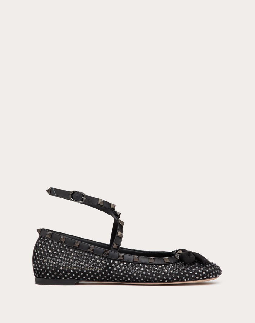 Valentino Handbags Ballerina Rockstud In Rete Con Cristalli E Borchie In Tono per Donna in Nero | Valentino IT Ritorno libero