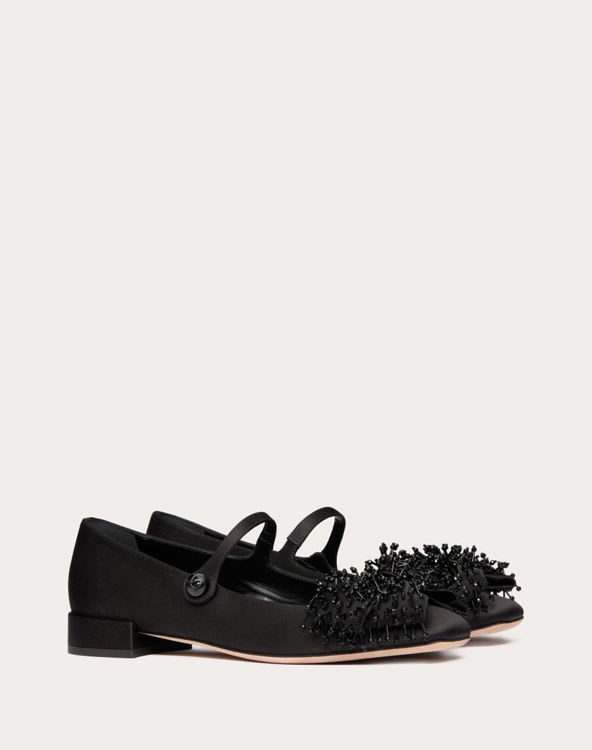 Valentino Handbags Ballerina Mary-jane Valentino Garavani Bowjane In Raso Con Ricamo A Frange 20mm per Donna in Nero | Valentino IT Fino al 65% di sconto