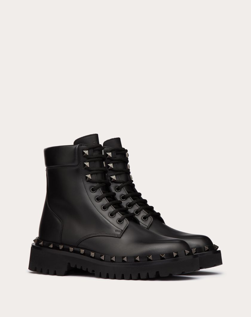 Valentino Handbags Combat Boot Rockstud In Vitello E Borchie In Tono 50mm per Donna in Nero | Valentino IT In vendita