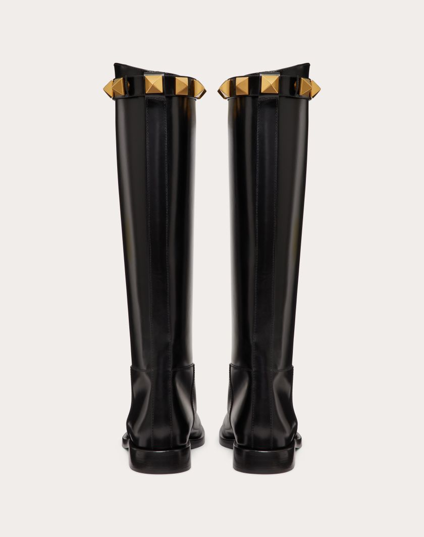 Valentino Handbags Stivale Roman Stud In Vitello 15mm per Donna in Nero | Valentino IT Italy