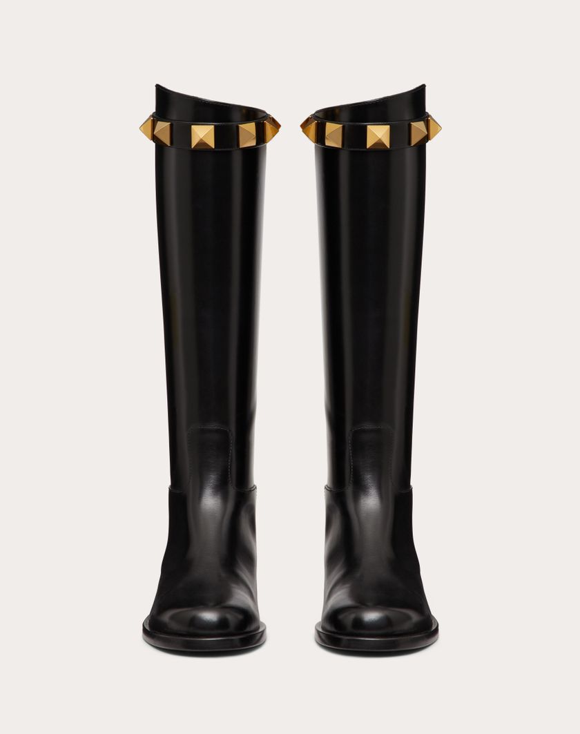 Valentino Handbags Stivale Roman Stud In Vitello 15mm per Donna in Nero | Valentino IT Italy