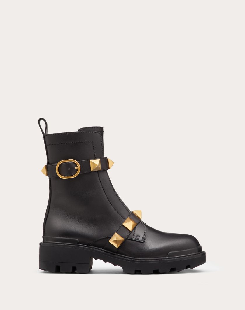 Valentino Handbags Combat Boot Roman Stud In Vitello 40mm per Donna in Nero | Valentino IT In Linea