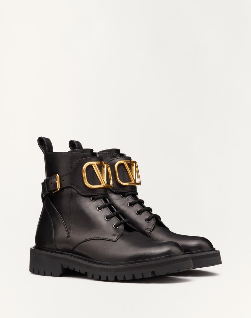 Valentino Handbags Combat Boot Vlogo Signature In Vitello 35mm per Donna in Nero | Valentino IT Qualità