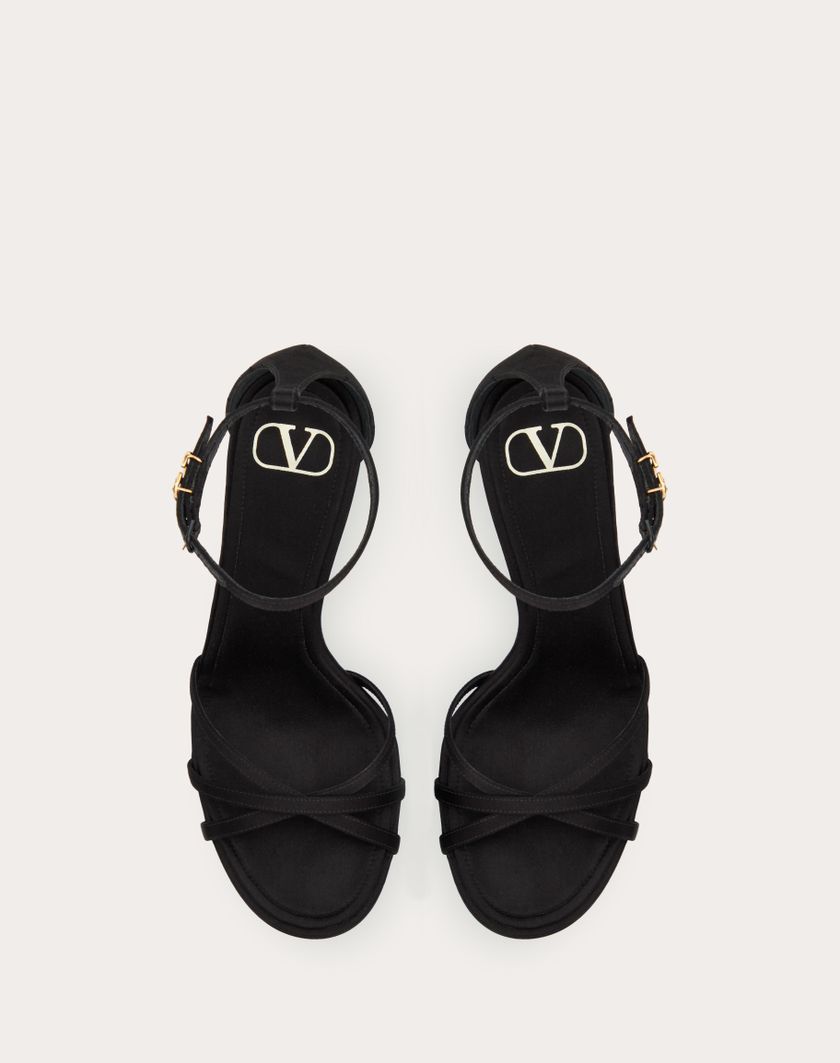 Valentino Handbags Sandalo Con Plateau Valentino Garavani Eveninglam In Raso 120mm per Donna in Nero | Valentino IT Promozione
